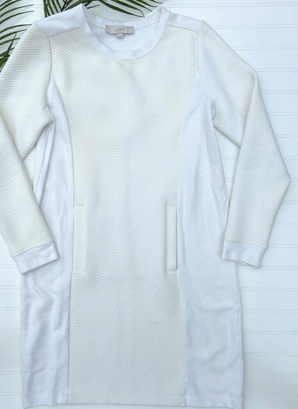 LOFT Dresses & Skirts - LOFT White Textured Sweatshirt Dress